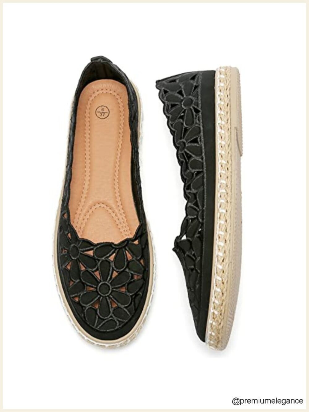 Women's PU Leather Ballet Flats Espadrille Loafers Slip-On